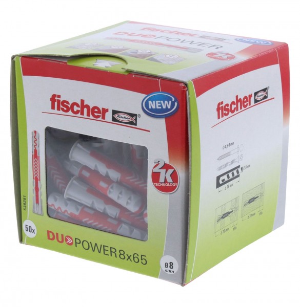 Fischer DUOPOWER Dübel 8x65 mm 50 Stück