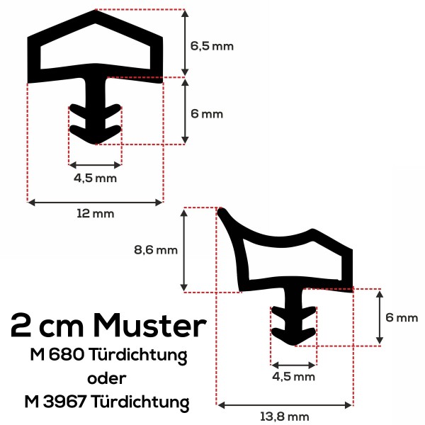 Dichtungsmuster Muster 1 Stück Musterdichtung Länge ca. 2cm (BITTE BEI BESTELLUNG AUSFÜHRUNG ANGEBEN)