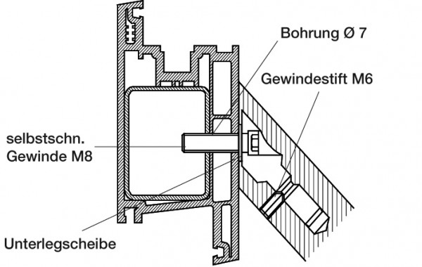 Behle Befestigung 182.30.3 für Stoßgriffe mit 45° schrägen Stützen