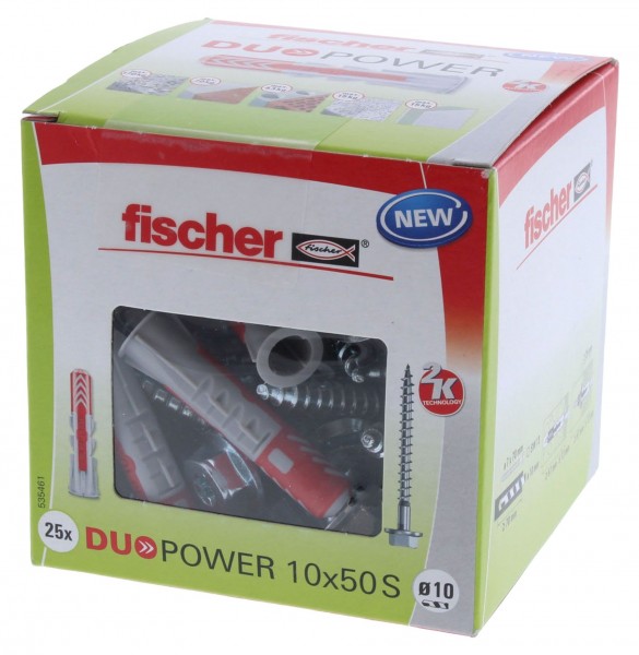 Fischer DUOPOWER 10x50 S Dübel mit Schraube 25 Stück