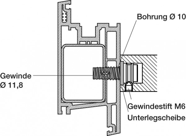 Behle Montageset 195.48.5 für Segmentgriffe Gewindelänge 48 mm zur Befest. von vorn