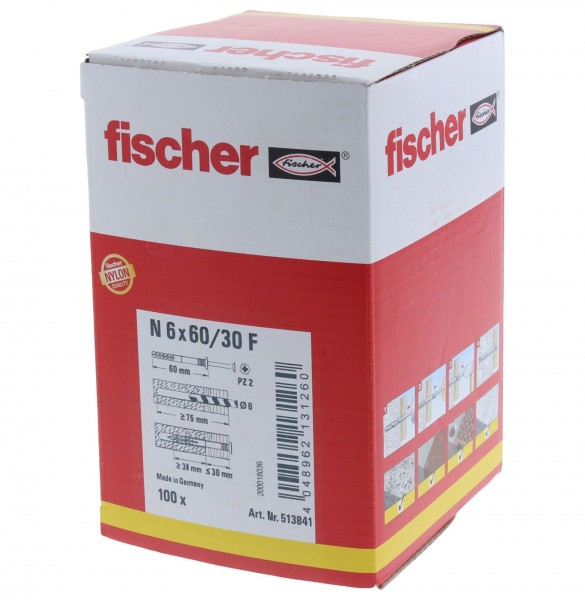 Fischer Nageldübel N 6x60/30 F Flachkopf 100 Stück