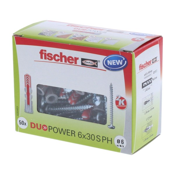 Fischer DUOPOWER Dübel 6x30 mm SPH 50 Stück