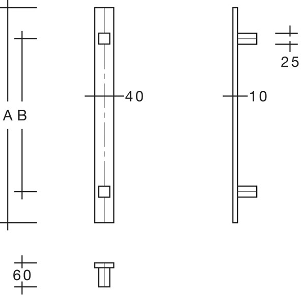 Behle Stoßgriff aus Flachprofil 40 x 10 mm ES 4010.17.1600.1400 Edelstahl feinmatt